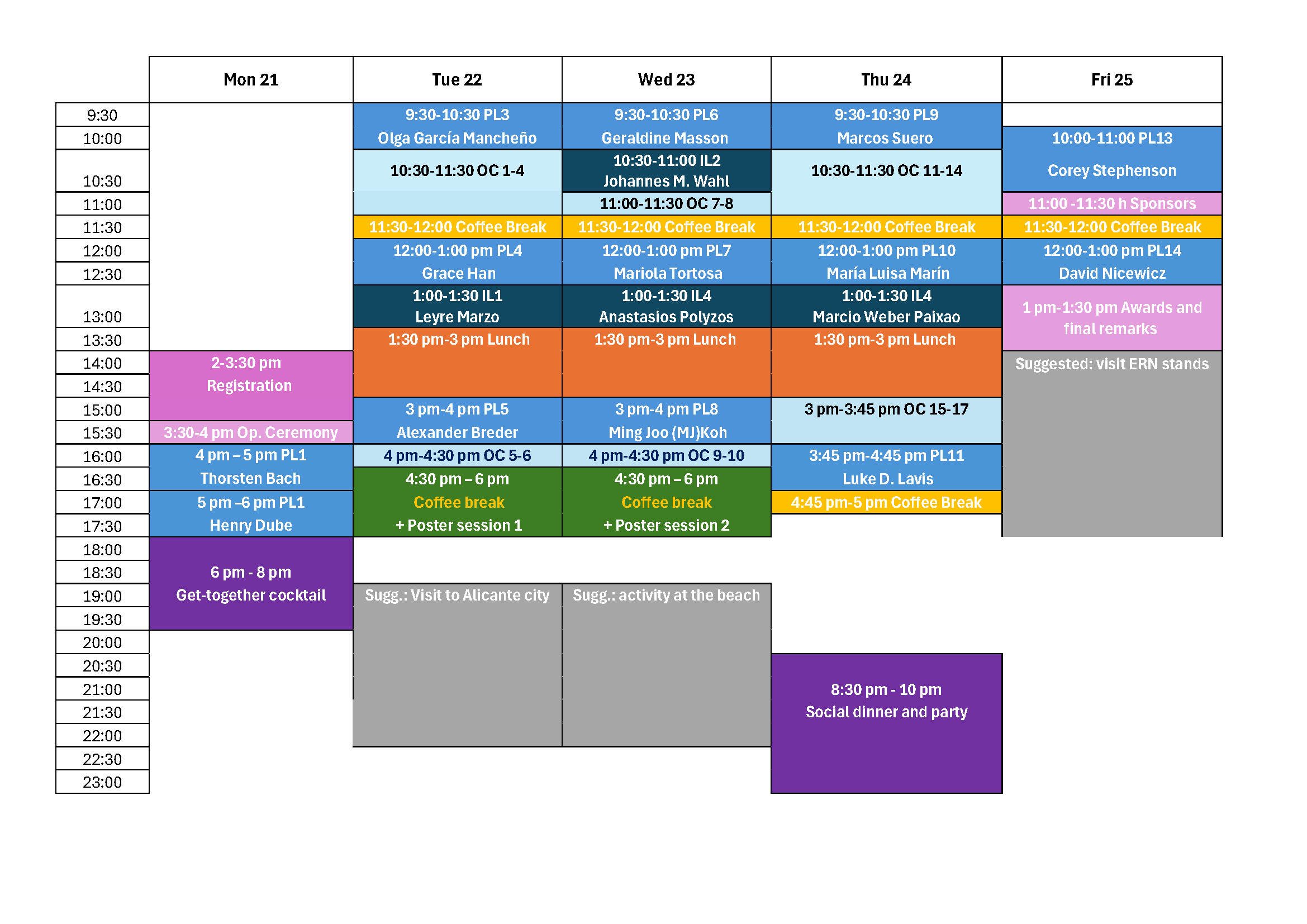 Tentative Programme