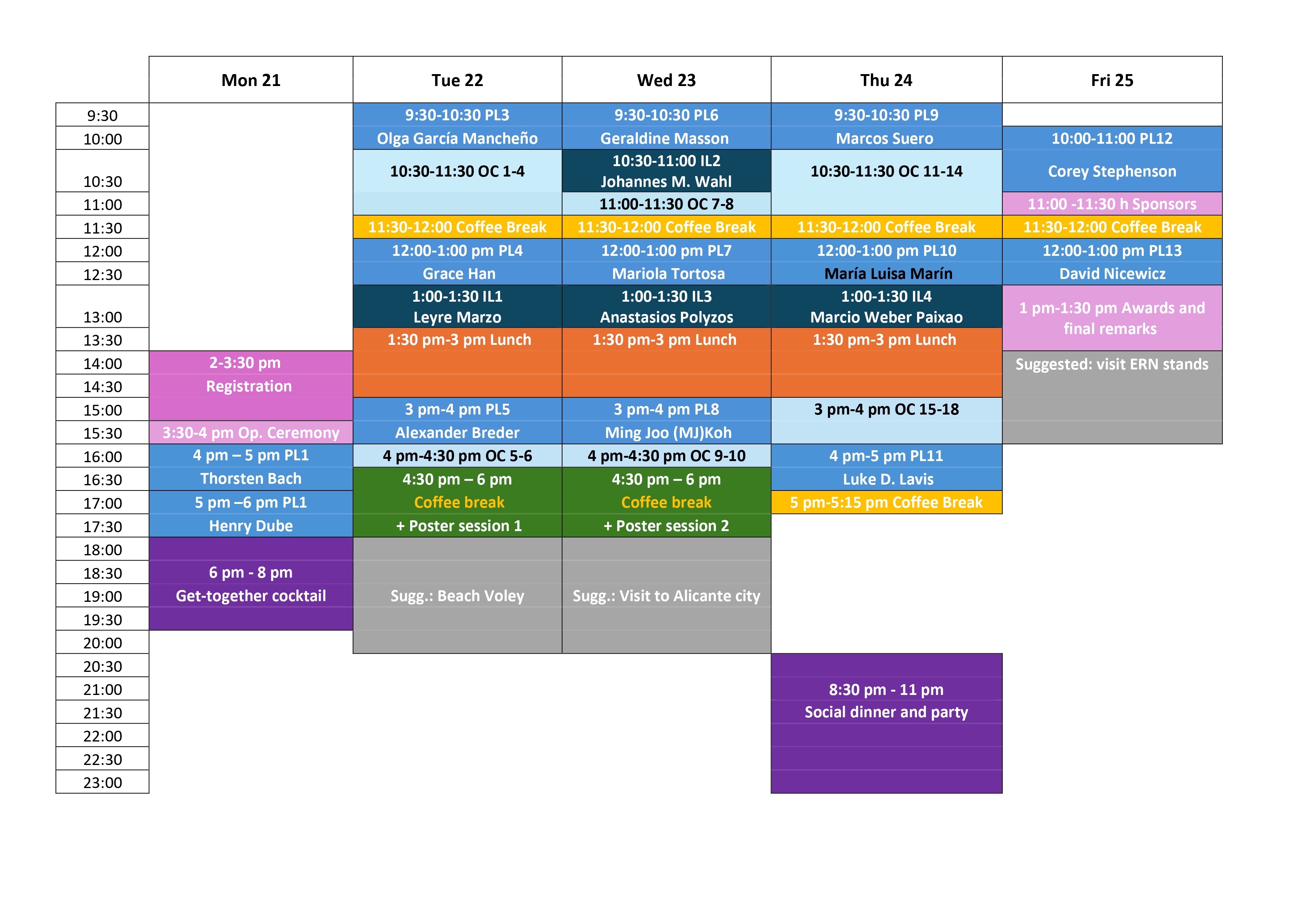 Tentative Programme